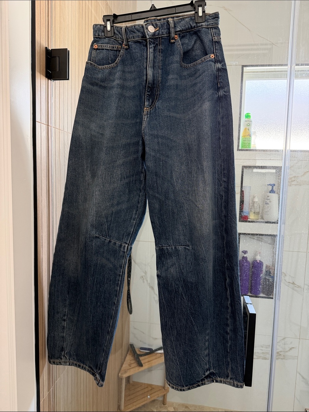 Zara Barrel Dark Blue Denim Jeans